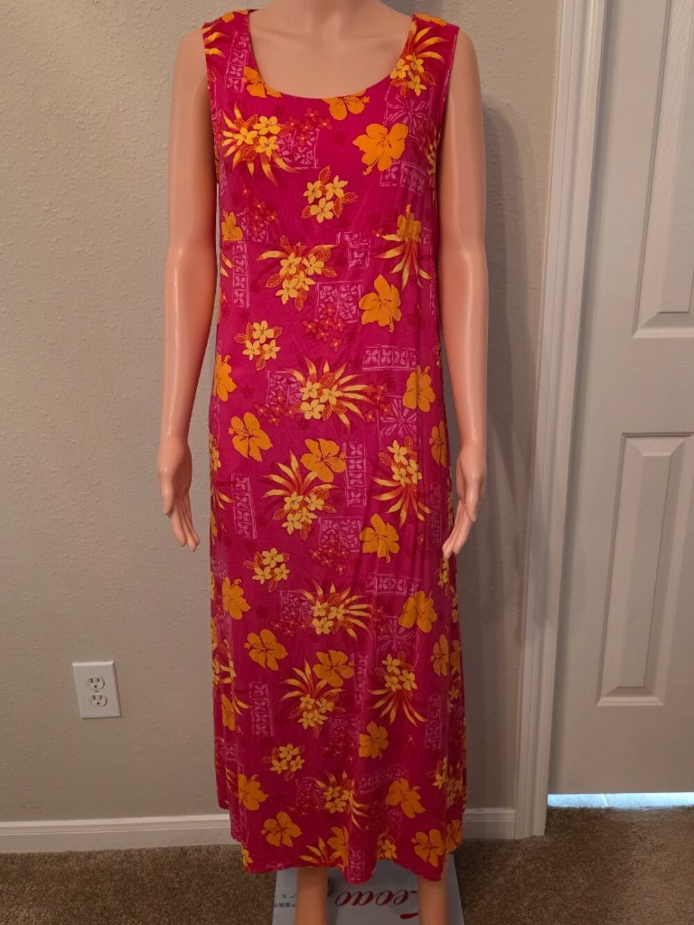 Vintage Expressions Hawaiian Floral Maxi Sundress — Size 14